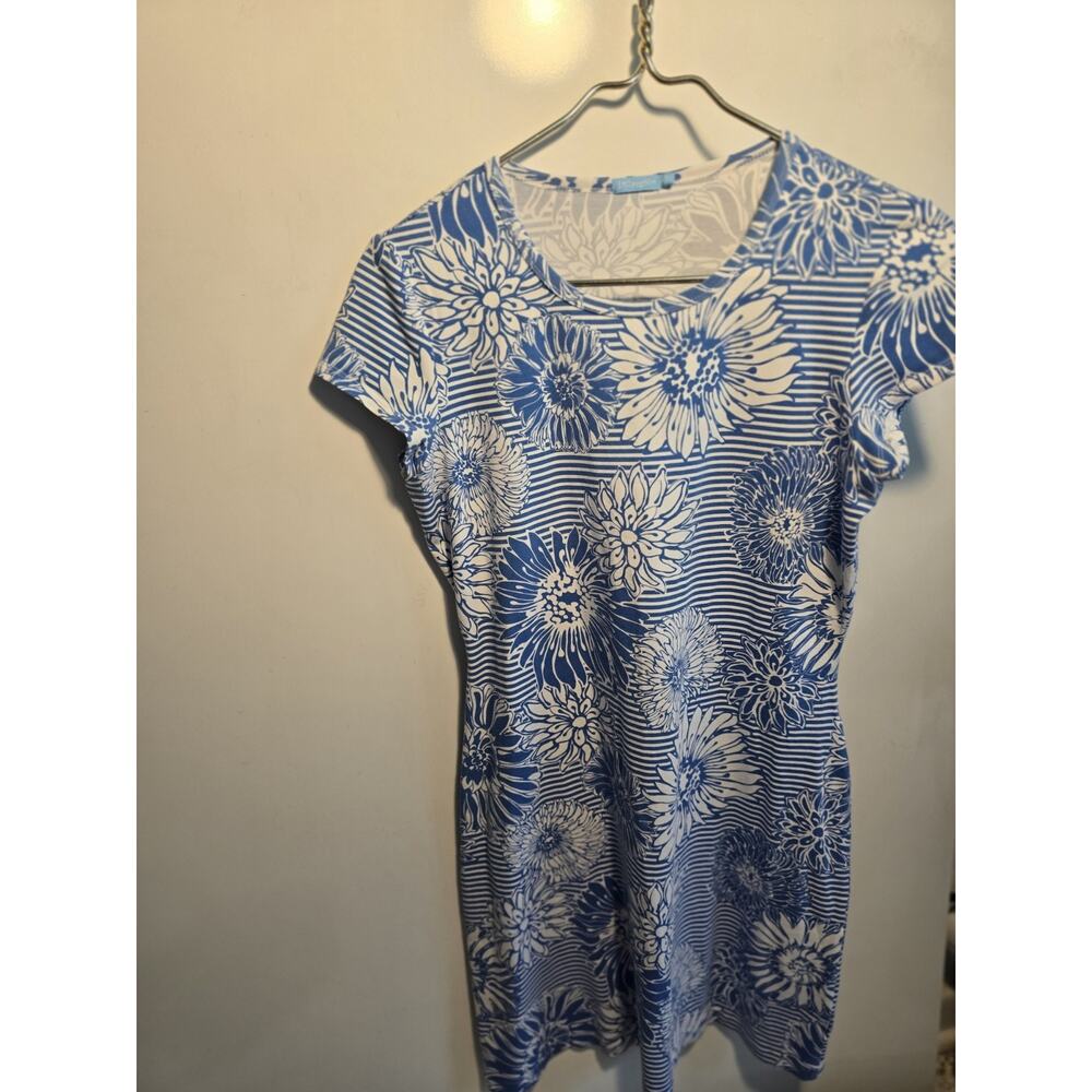 J. McLaughlin blue and white floral dress size Small Women stripe Short Sleeve
